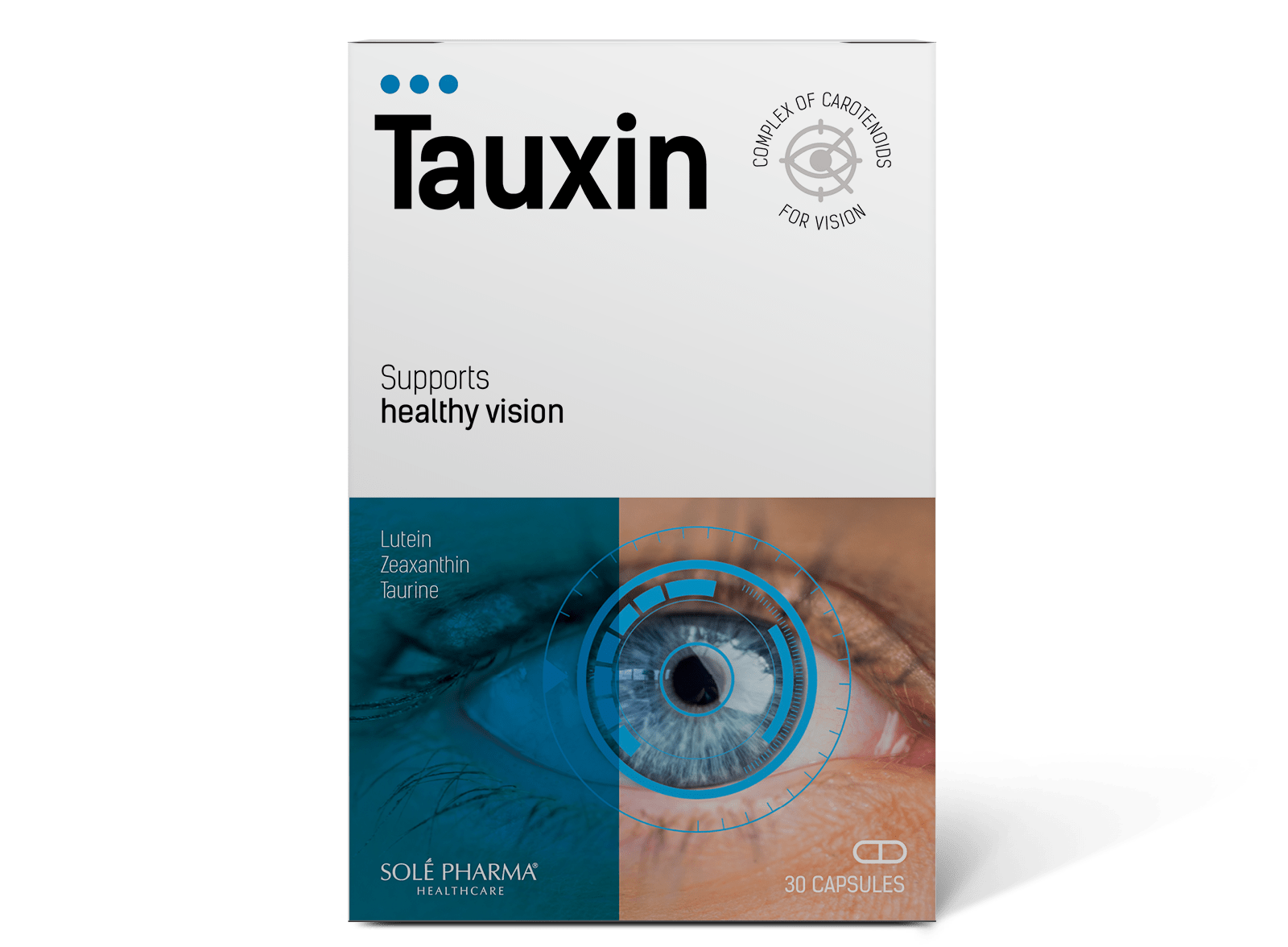 Complex for healthy vision and eye, antioxidants, Lutein, Zeaxanthin, Taurine, protects retina from blue light, dry eye, blurred vision